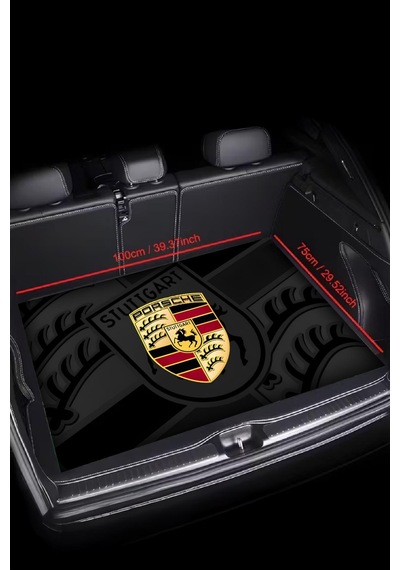 Dijital Baskı Dekoratif Porsche Desen Araba Bagaj Matı Yıkanabilir Bagaj Havuzu
