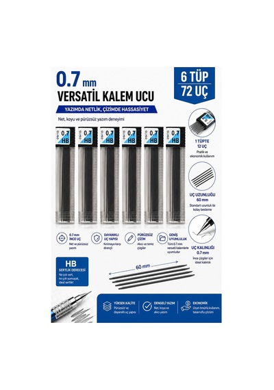 Kaliteli Kalem Ucu 12 Li 0.7 Mm Hb 6 Paket Tombow Versatil Kalem Uç Mekanik Uçlu Otomatik Kurşun Kalem Ucu 60 Mm Yumuşak