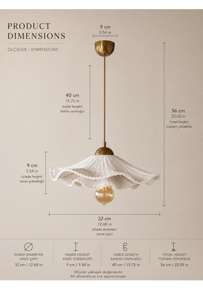 Lioraa Lighting Flora Nano 36 Cm Kırık Beyaz