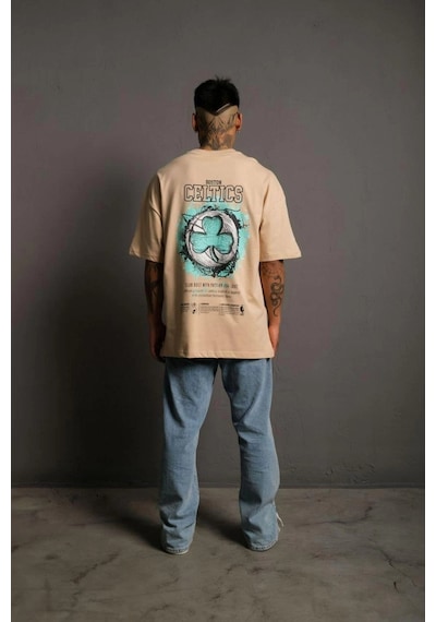 Barlashive Erkek Kısa Kol Yazlık Tişört Bisiklet Yaka Baskılı Oversize T-shirt - Bej Çok Renkli Barlashive Erkek Kısa Kol Yazlık Tişört Bisiklet Yaka Baskılı Oversize T-shirt - Bej Çok Renkli