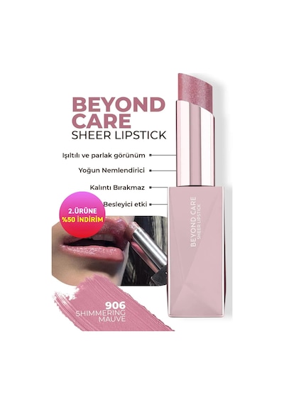 Alix Avien Beyond Care Sheer Lipstick 906 Shimmering Mauve Yoğun Nemlendirici Besleyici Etki Parlak Ruj