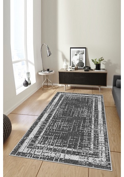 West Home Dijital Baskı Yıkanabilir Kaymaz Taban Salon Halısı Mutfak Halısı Yolluk Wh 487 Black