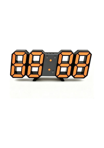 Dekoratif Dijital Led Masa Duvar Saati 3d Dijital Saat Çalar Saat Led Elektronik Saat Siyah Kasa Turuncu Işık Renkli