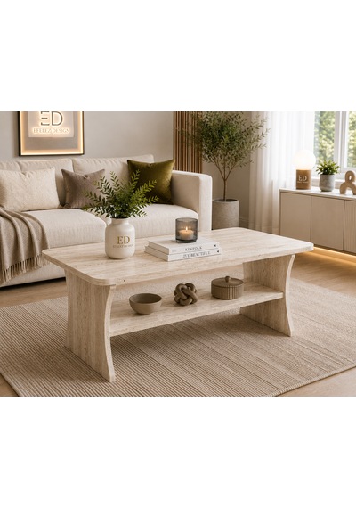 Vera Orta Sehpa, Alt Raflı Orta Sehpa, 100 X 60 Cm, Yükseklik 50 Cm, Kavisli Tasarım, Demonte Traverten Vera Orta Sehpa, Alt Raflı Orta Sehpa, 100 X 60 Cm, Yükseklik 50 Cm, Kavisli Tasarım, Demonte Traverten