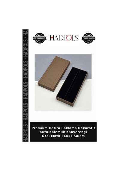 Premium Hatıra Saklama Dekoratif Kutu Kalemlik Kahverengi Özel Motifli Lüks Kalem