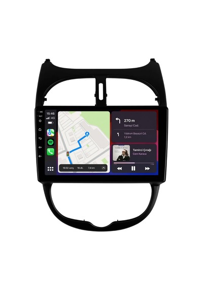 Peugeot 206 1999-2011 Android Multimedya Carplay Android Auto Navigasyon 10gb Ram 256gb Pro 9"