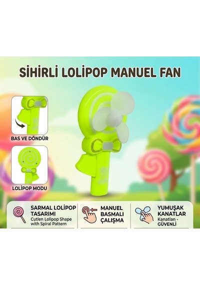 Lolipop Model El Fanı - Yeşil Lisinya