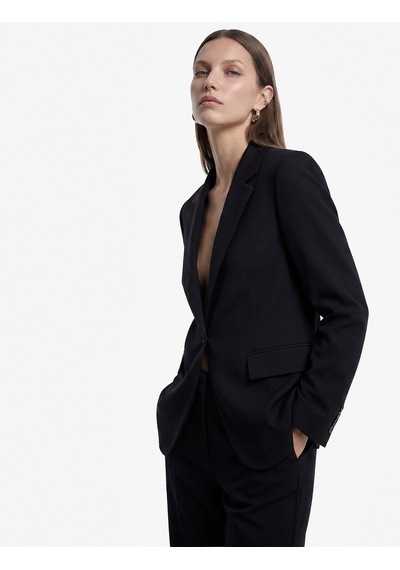 Koton Geniş Yaka Düğmeli Cep Detaylı Blazer Ceket Siyah 7wak50001uw