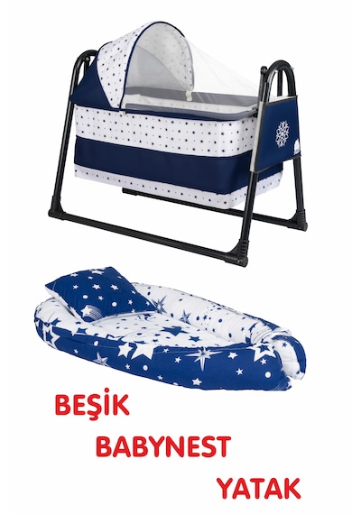 Özbay Btrend Babynest Yatak Ve Yastık+ Sallanır Sepe Lacivert