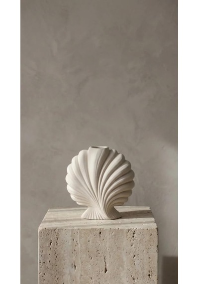 Dekoratif İstiridye Vazo Deniz Temalı Scallop Shell Vazo 13 Cm Çok Renkli