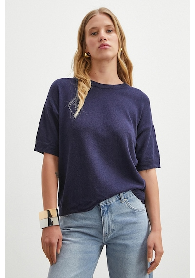 Never More Bisiklet Yaka Triko T-shirt Lacivert