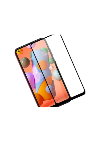 Samsung Galaxy Uyumlu A11 Siyah 5D Tam Kaplayan Ekran Koruyucu Cam