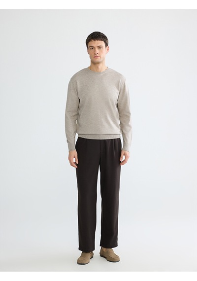 Lcw Vision Bej Bisiklet Yaka Regular Fit Erkek Triko Kazak