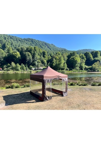 3x3 M 30 Mm Gazebo Tente Kış Bahçesi Kahverengi