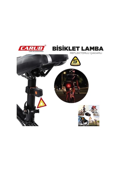 Bisklet Stop Lamba Reflektörlü Çakarlı Kırmızı