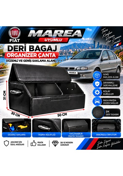Fiat Marea Uyumlu Oto Bagaj Organizeri Deri Bagaj Kutu Çanta 1
