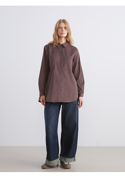 Lcw Modest Bordo Kadife Kadın Gömlek Tunik