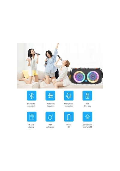 Led Işıklı Bluetooth Hoparlör Kablosuz Mikrofonlu Şarjlı Taşınabilir Speaker