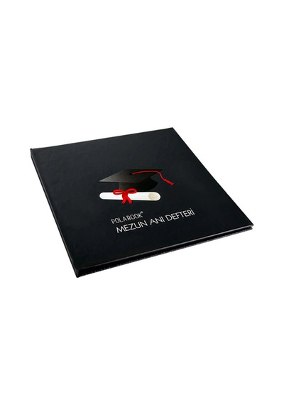 Mezun Anı Defteri 20x20 Cm Siyah Sayfalı Mezuniyet Hatıra Albümü