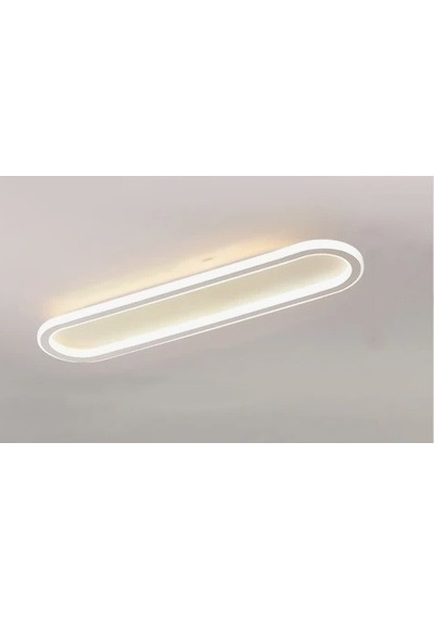 Beyaz 100x16 cm Oval Avize 3000K Sarı Işık Led Tavan Lambası