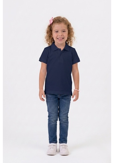 Nacar Store Unisex Çocuk Polo Yaka Kısa Kollu Lakost Tişört Okula Dönüş Lacivert