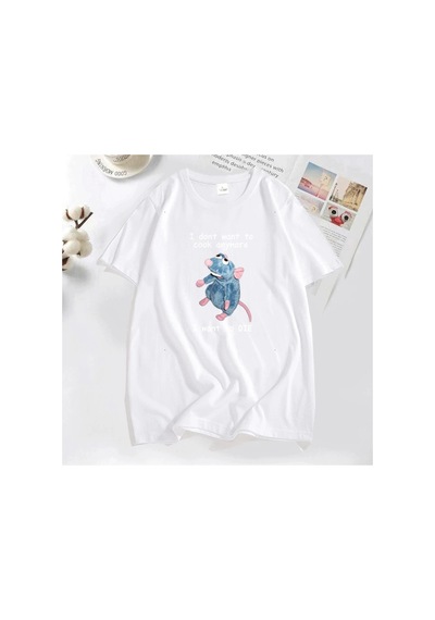 Tarzsokak Komik T Shirt Erkekler Baskı Artık Aşmak İstemiyorum Ölmez Fare Sıçan T-shirt Rahat Pamuk Kıs 2802 Beyaz