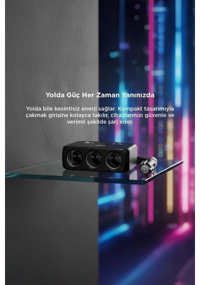 Özel Seri Torima Araç Şarj Cihazı Çakmaklık Girişli 120w G18 Siyah Qc4.0 Pratik Fonksiyonel Kullanım