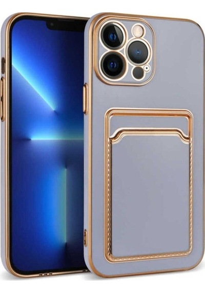 Apple Uyumlu iPhone 13 Pro Kılıf Zore Bark Kartlıklı Kapak Lila