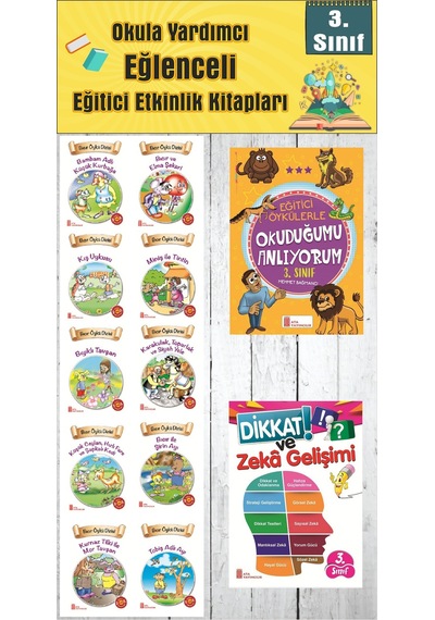 3. Sınıf Okula Yardımcı Eğitici Okuduğumu Anlıyorum - Dikkat Ve Zeka Gelişimi - 10 Lu Hikaye Seti