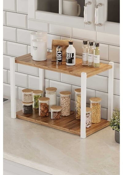 Çok Amaçli Banko Rafi Beyaz Profil Çam Sunta 45x18x34 Cm Mtl046 Beyaz-çam