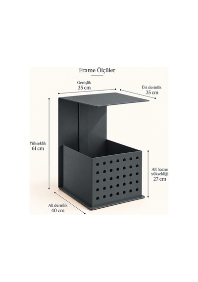 Frame Metal Yan Sehpa Modern Tasarım Depolama Hazneli Yan Sehpa Gri - 935176377 Gri