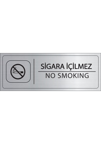 Mayeka Sigara İçilmez İsimlik Gümüş Metal Kapı İsimliği Levhası Yönlendirme Tabelası