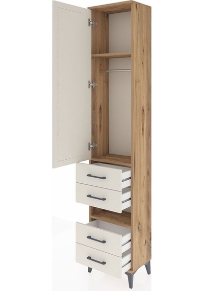 Arges Dolap 3 Raflı 4 Çekmeceli Tek Askılı 44x30x221 Çam-aytaşı Atlas Çam