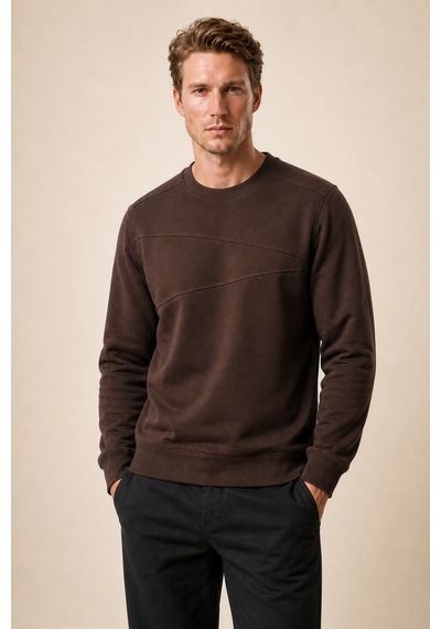 Redline Lines Regular Fit Kışlık Sweatshirt Kahve