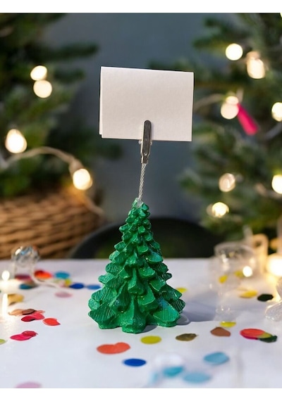 Çam Ağacı Yılbaşı Noel Temalı Fotoğraf Not Tutucu Hediyelik Tutacak Yeşil