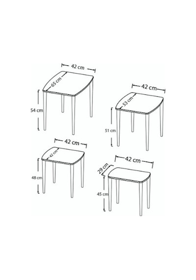 Renlife Krem Boyalı 4 Lü Lüx Mdf Zigon Sehpa Takımı Krem Krem Krem Ayaklı