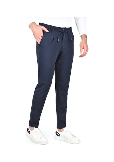Deepsea Erkek Lacivert Beli Lastikli Slim Fit Likralı Duble Paça Penye Spor Pantolon 2502385 Lacivert