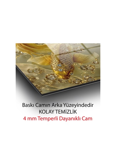 Lüks Altın Koi Balığı Mücevherli Feng Shui Cam Tablo Zenginlik Ve Şans Temalı Duvar Sanatı Modern Dekorasyon Temalı Dekoratif Duvar Tablosu, Salon, Ev Ve Ofis Dekoru,