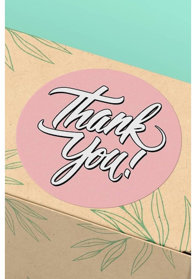 Pembe Thank You Kargo Sticker 3x3cm St2160 Çok Renkli
