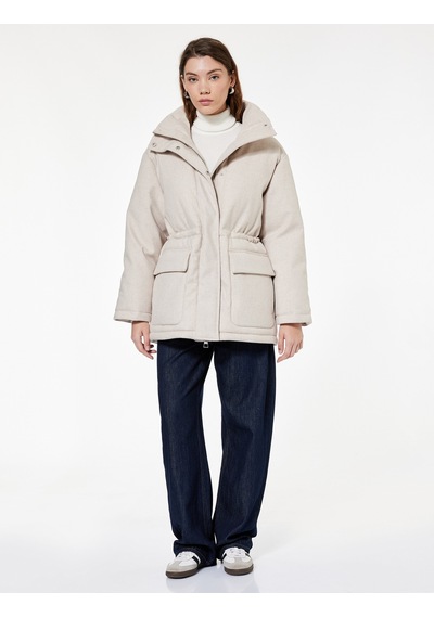 Koton Koyun Yünü Karışımlı Cepli Dik Yaka Uzun Kollu Oversize Kaşe Mont Bej 6wak00227ew Ekru Koton Koyun Yünü Karışımlı Cepli Dik Yaka Uzun Kollu Oversize Kaşe Mont Bej 6wak00227ew Ekru