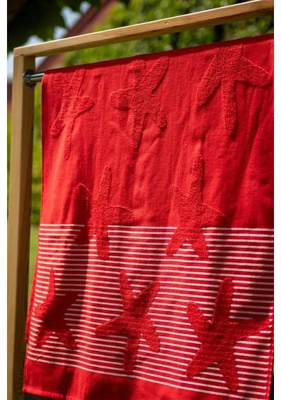 Menderes Home Cotton Collection Bukle Plaj Havlusu Yıldız Kırmızı