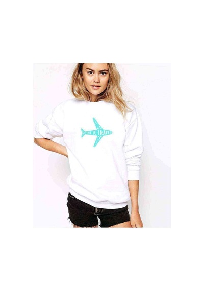 Silhouette Time To Travel Baskılı Beyaz Kadın Sweatshirt