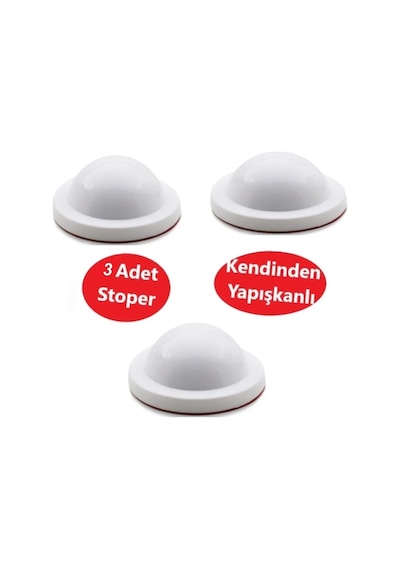 Silikon Kapı Stoperi Beyaz 3 Adet Tamponu Kendinden Yapışkanlı Beyaz Kapı Kolu Stopu