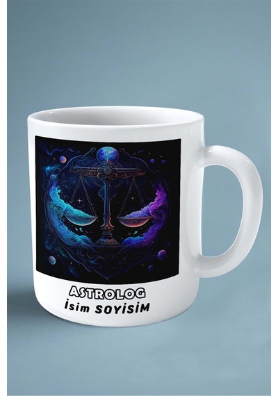 Astrolog Baskılı Kupa Bardak Çift Taraflı Baskı Kişiye Özel Model 9 Çok Renkli