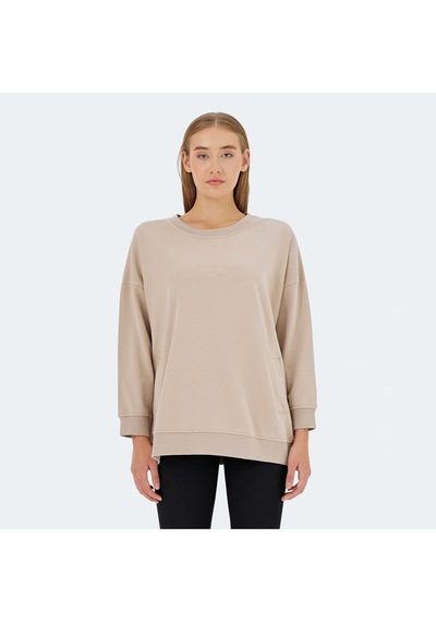 Slazenger VIKENTI SW Oversize Kadın Cepli Oversıze Bej Sweatshirt