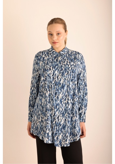 Aker Leopar Desenli Viscon Tunik Mavi Mavi