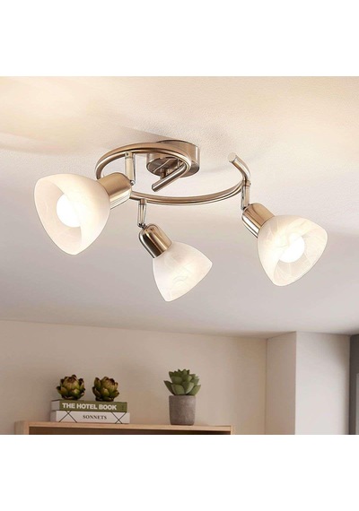 Rsylight 3 Lü İnox 180 Derece Hareketli Beyaz Camlı Modern Dekoratif Avize-rys90190101116 Siyah