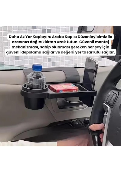 Polham Araç İçi Araba Camı Kapı Yanı Organizer, Bardak, Telefon Tutuculu, Cüzdan Organizer, Çok İşlevli 1 Adet