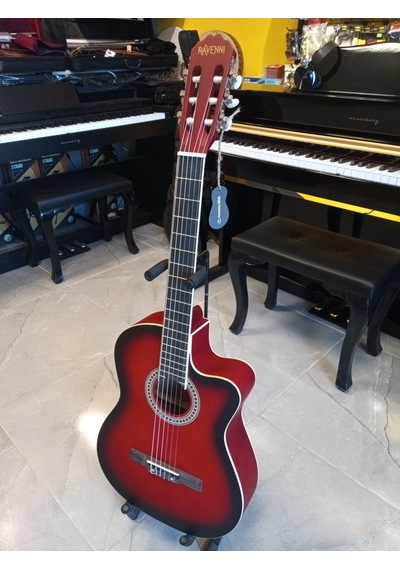 Ravenni Rcg-120 4/4 Klasik Gitar Tam Boy Kesik Kasa Kılıf+penaseti+kapo Hediyeli Kırmızı