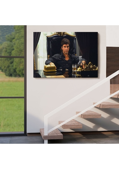 Es10 Özel Tasarım, Dekortif BaskıScarface Alpacino İtalyan Mafya Kanvas Tablo-5137 (35 x 50)
